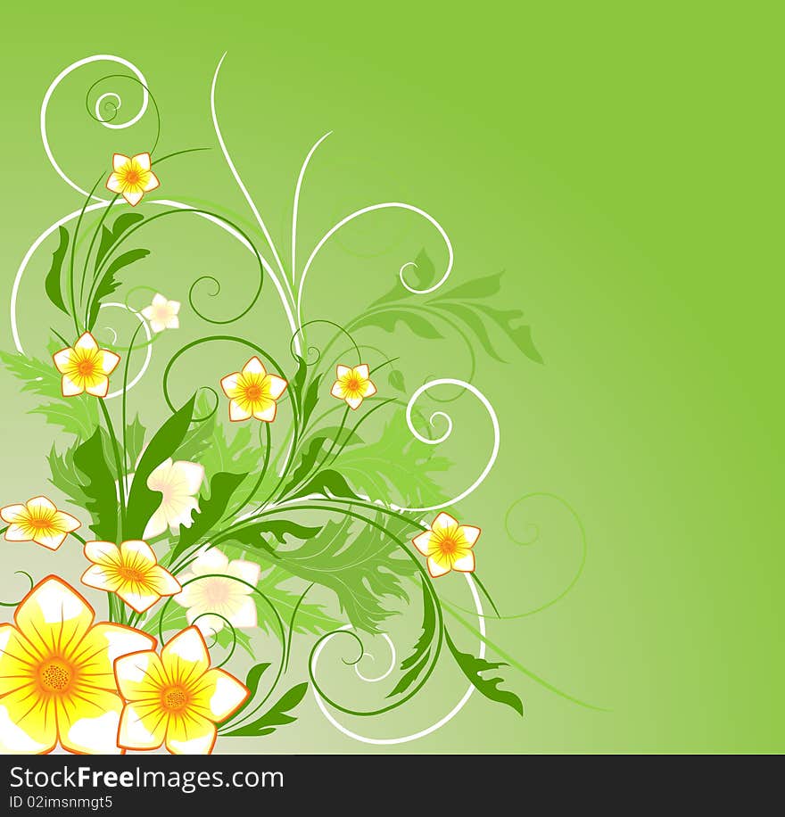 Floral background, illustration with copy space area