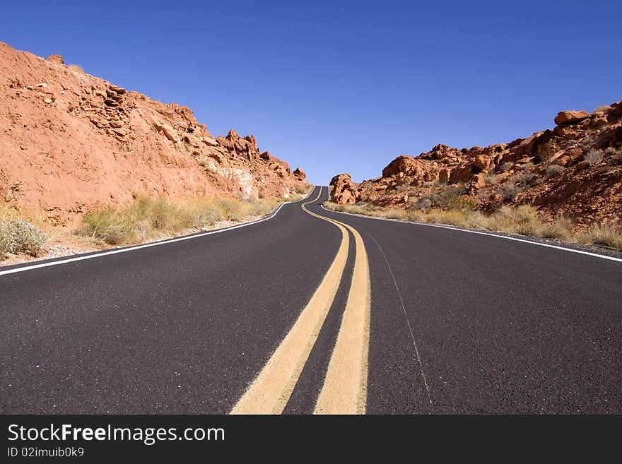 Long asphalt road