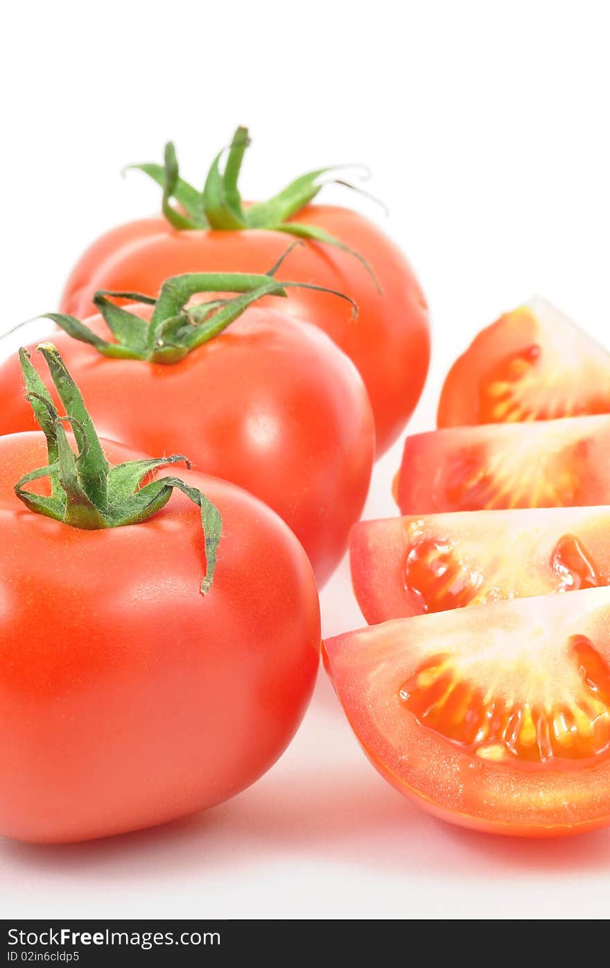 Isolated fresh tomatoes