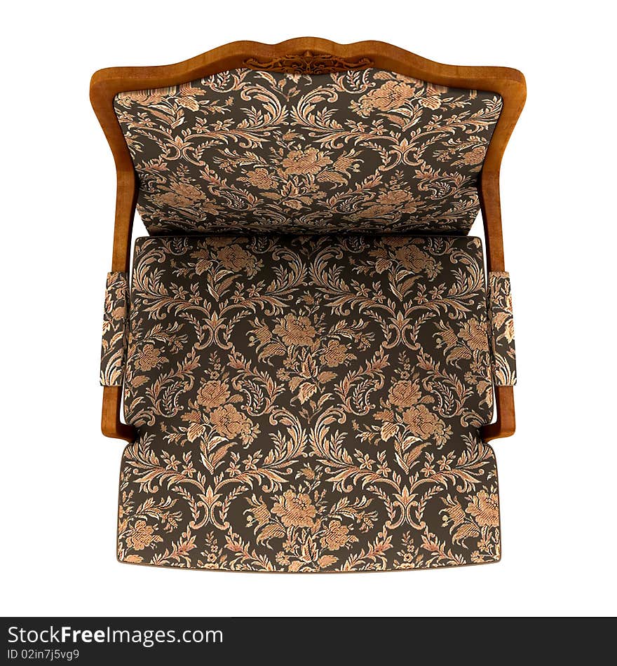 Classic armchair isolated on the white background. Top view