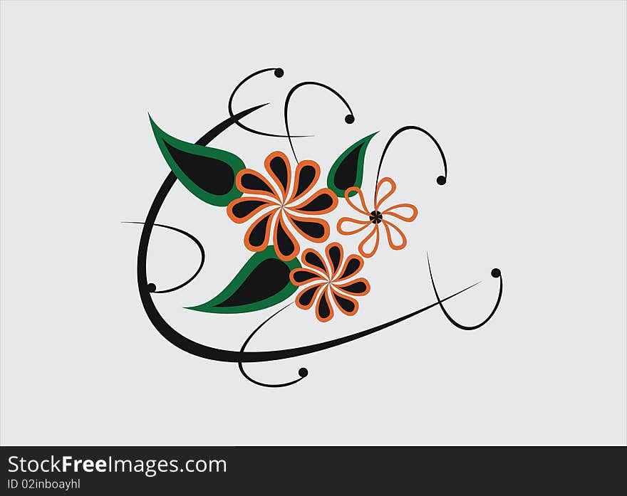 Flower with butterfly, element for design, illustration. Flower with butterfly, element for design, illustration