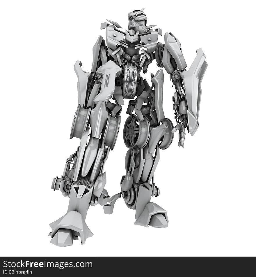 Robot isolated on the white background. 3d graphics