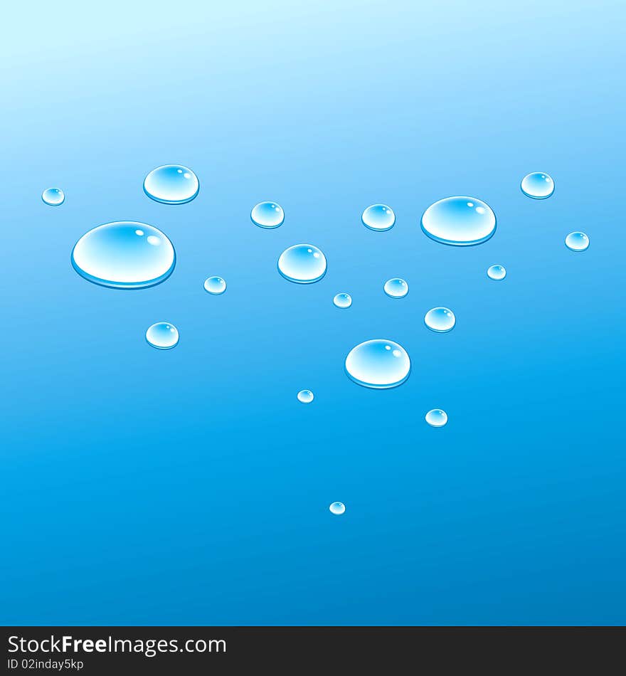 Blue drops. The image of drops of water on a dark blue background.