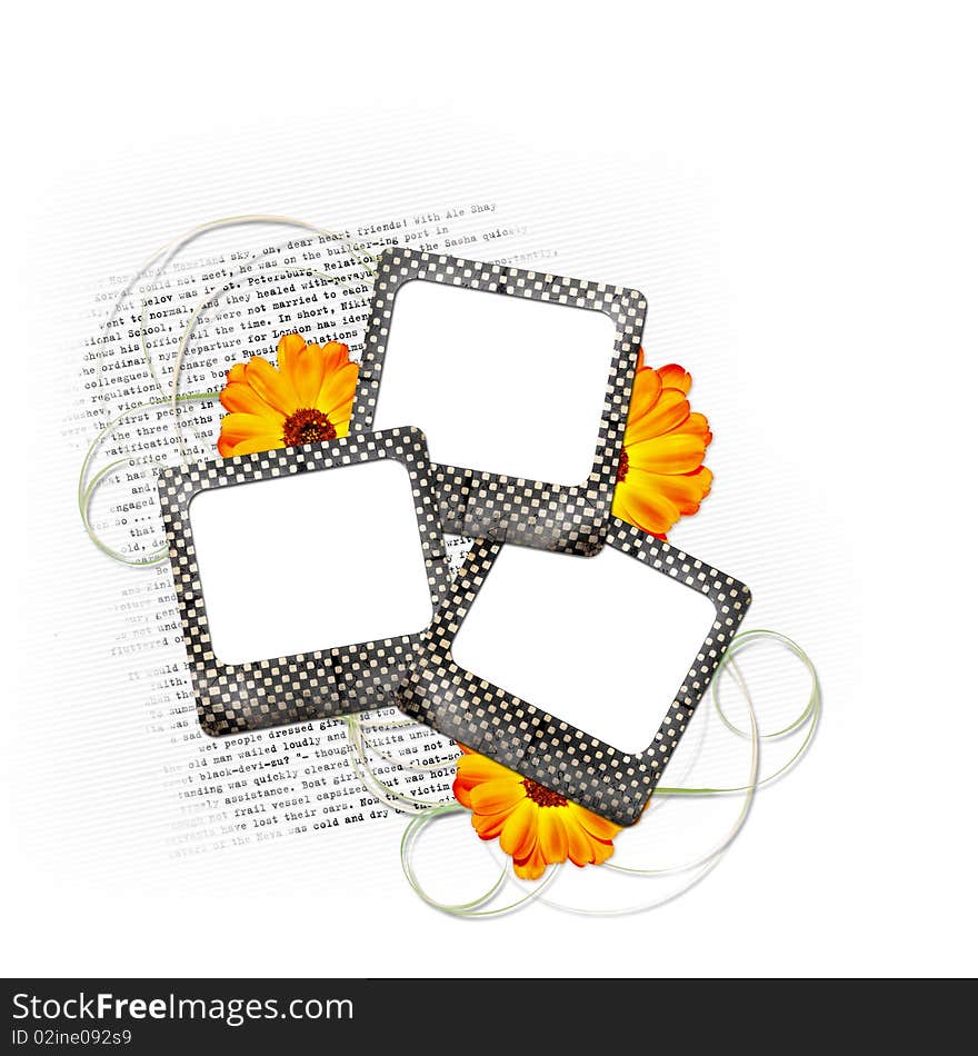 Card for design with slides and flowers