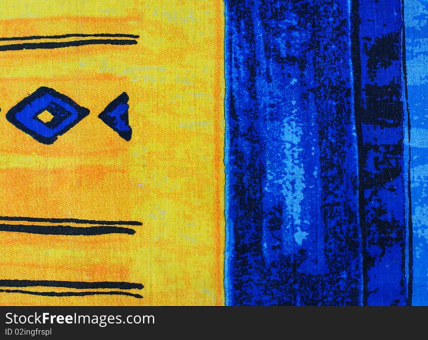 Blue and yellow background with textile texture