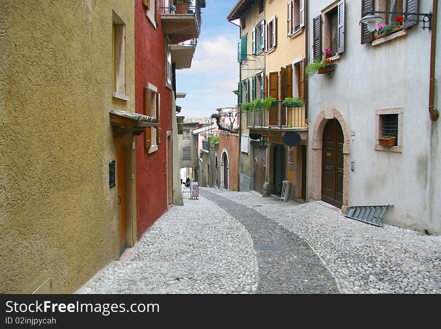 Lazise that located on the Garda Lake in Italy