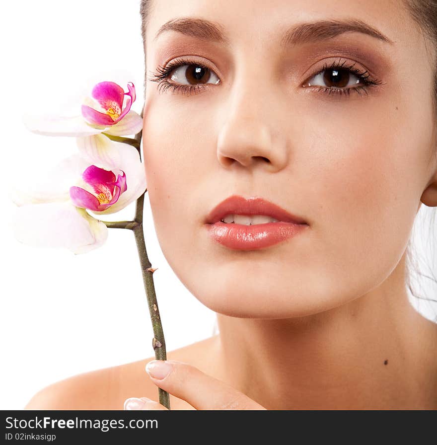 Woman and orchid