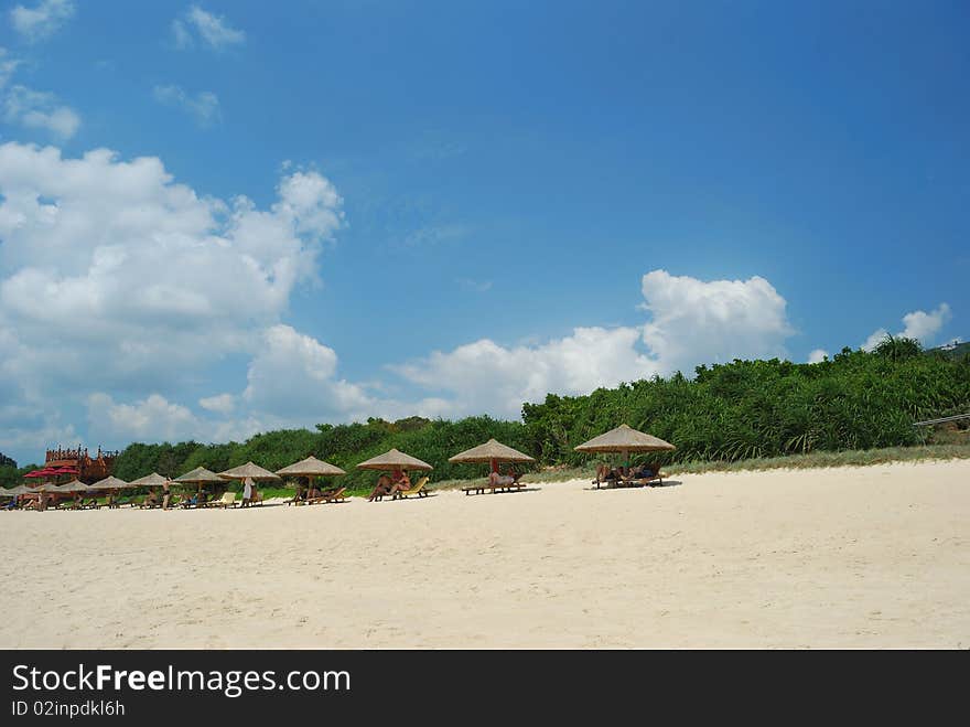 China Hainan Sanya beach landscape. China Hainan Sanya beach landscape