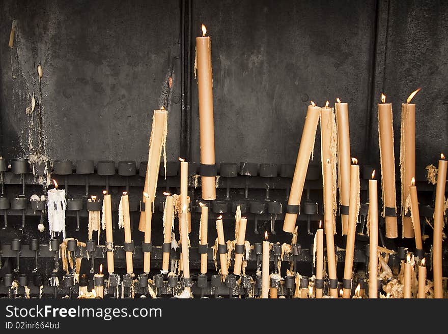 Burning Candles In The Sanctuary Of Fatima