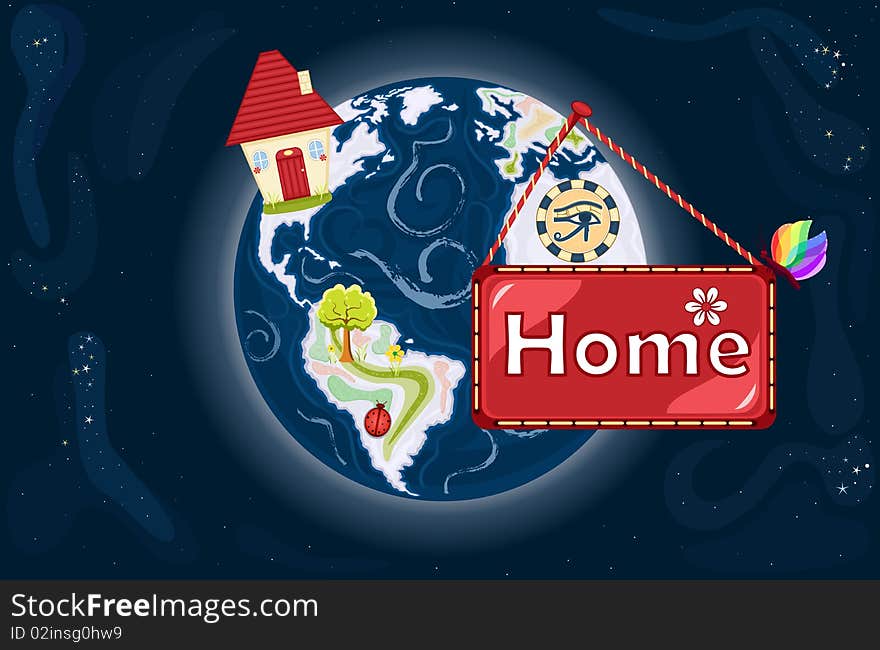 Home Sweet Home - our beautiful planet Earth seen from outer space. Vector illustration saved as EPS AI8 is pending inspection. Home Sweet Home - our beautiful planet Earth seen from outer space. Vector illustration saved as EPS AI8 is pending inspection.