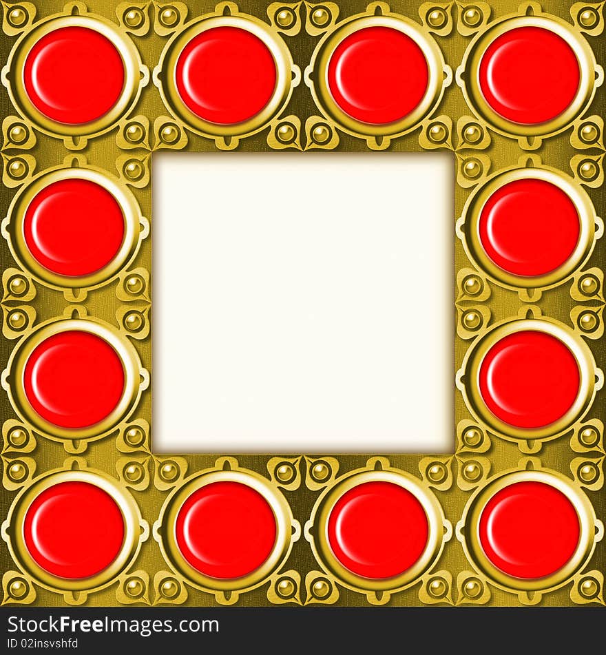 Golden Frame With Red Stones