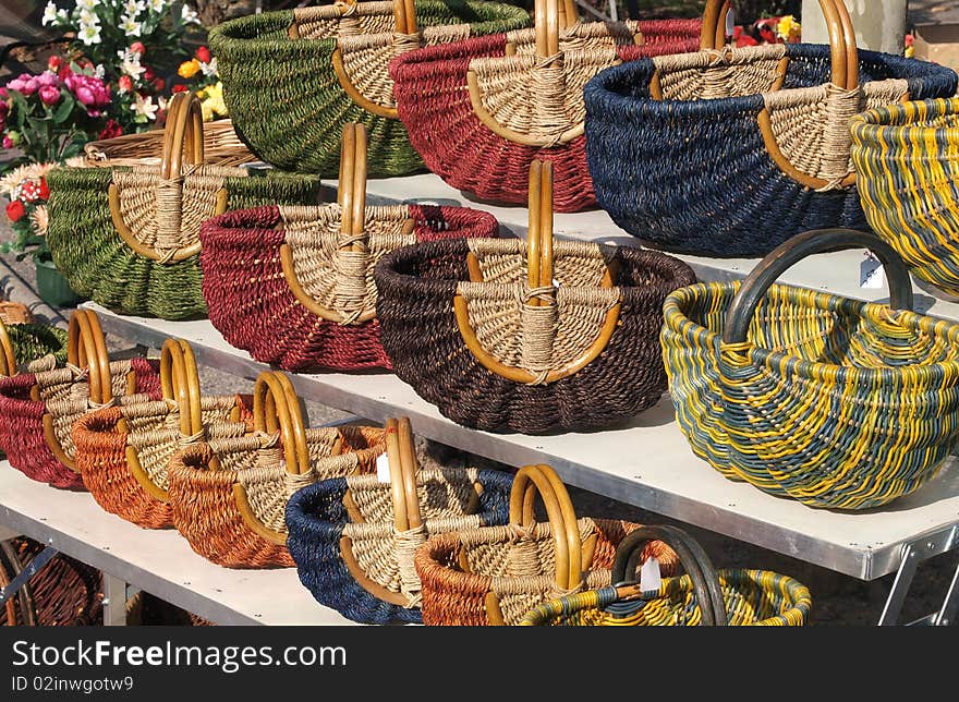 Baskets at a market in Provence