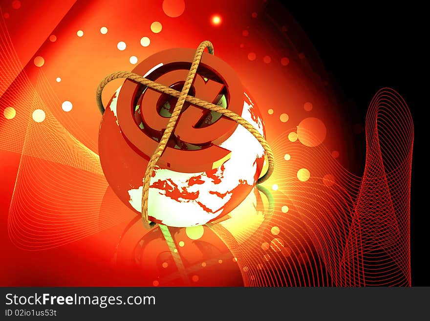 Highly rendering globe and business symbol in color background. Highly rendering globe and business symbol in color background