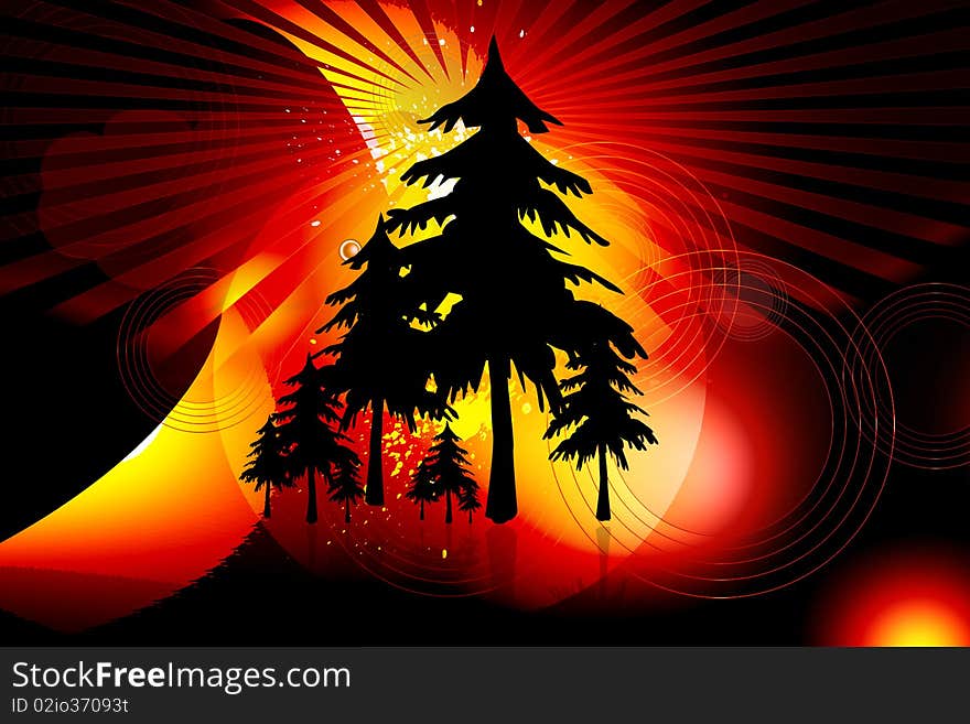 Tree in abstract background