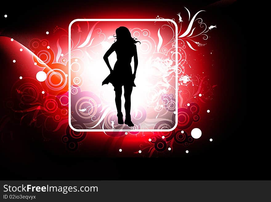 Cute girl in abstract background