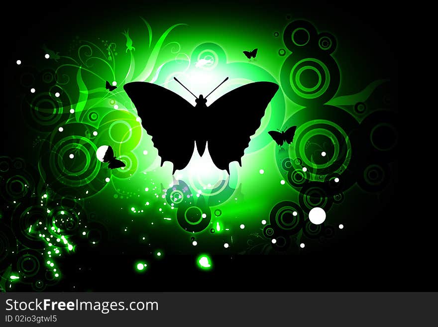 Butterfly  In Abstract Background