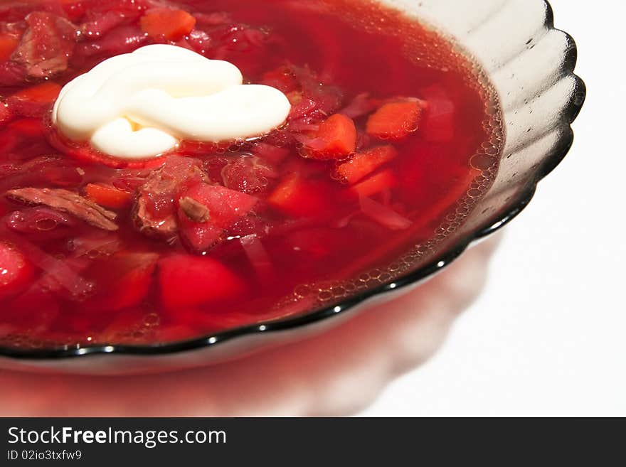 Russian - Ukrainian borsch with sour cream