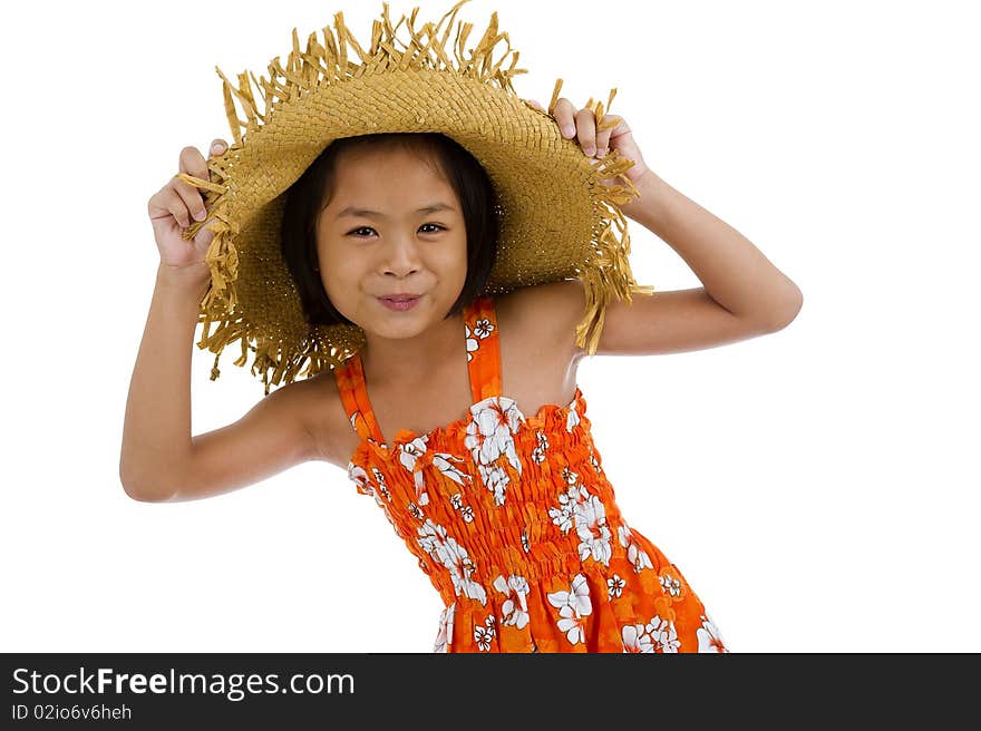 Beautiful asian teeny, isolated on white background