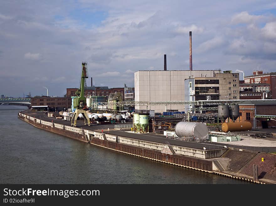 Old industrial building with bricks and river