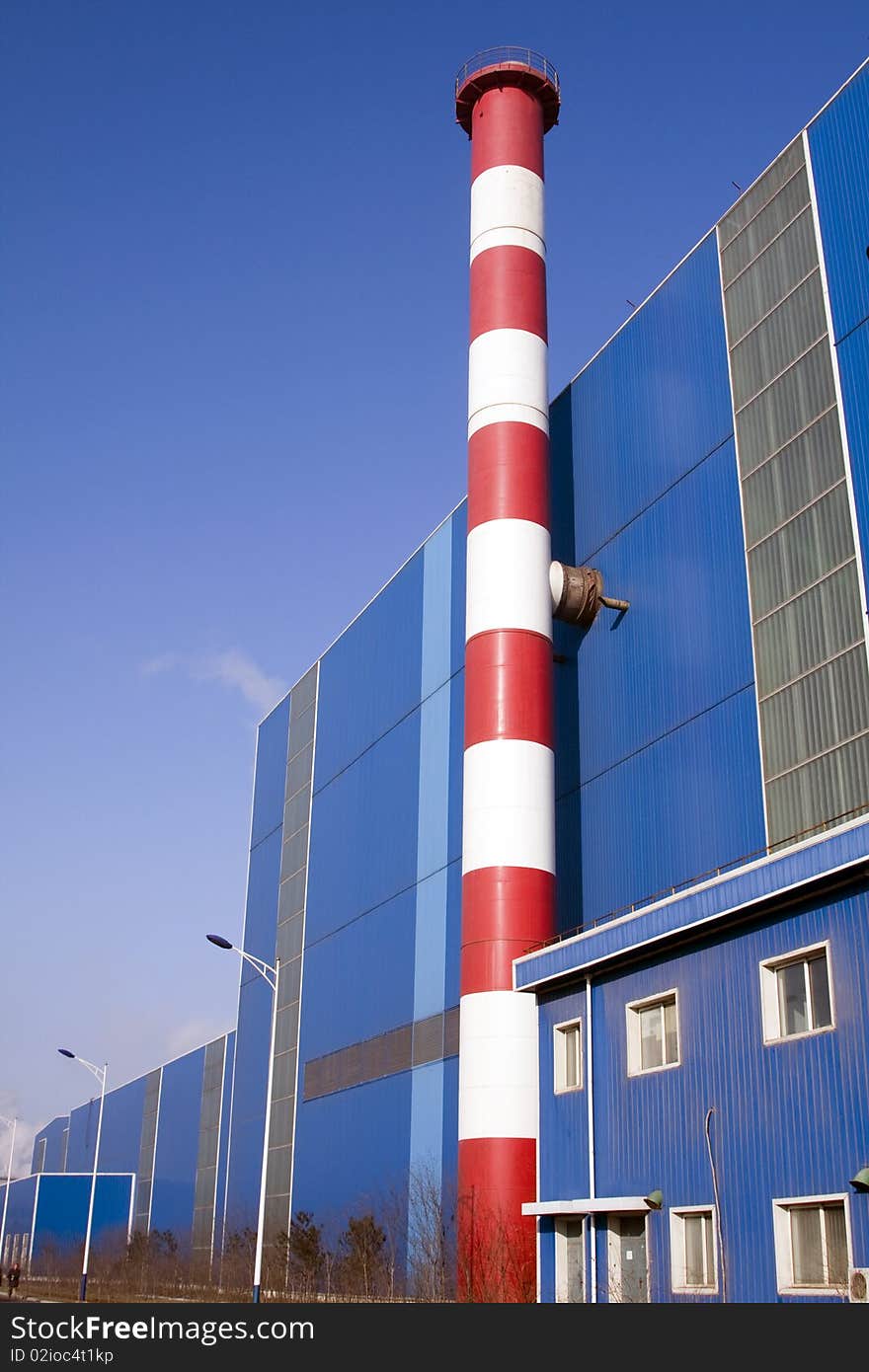 industrial building against blue sky. industrial building against blue sky