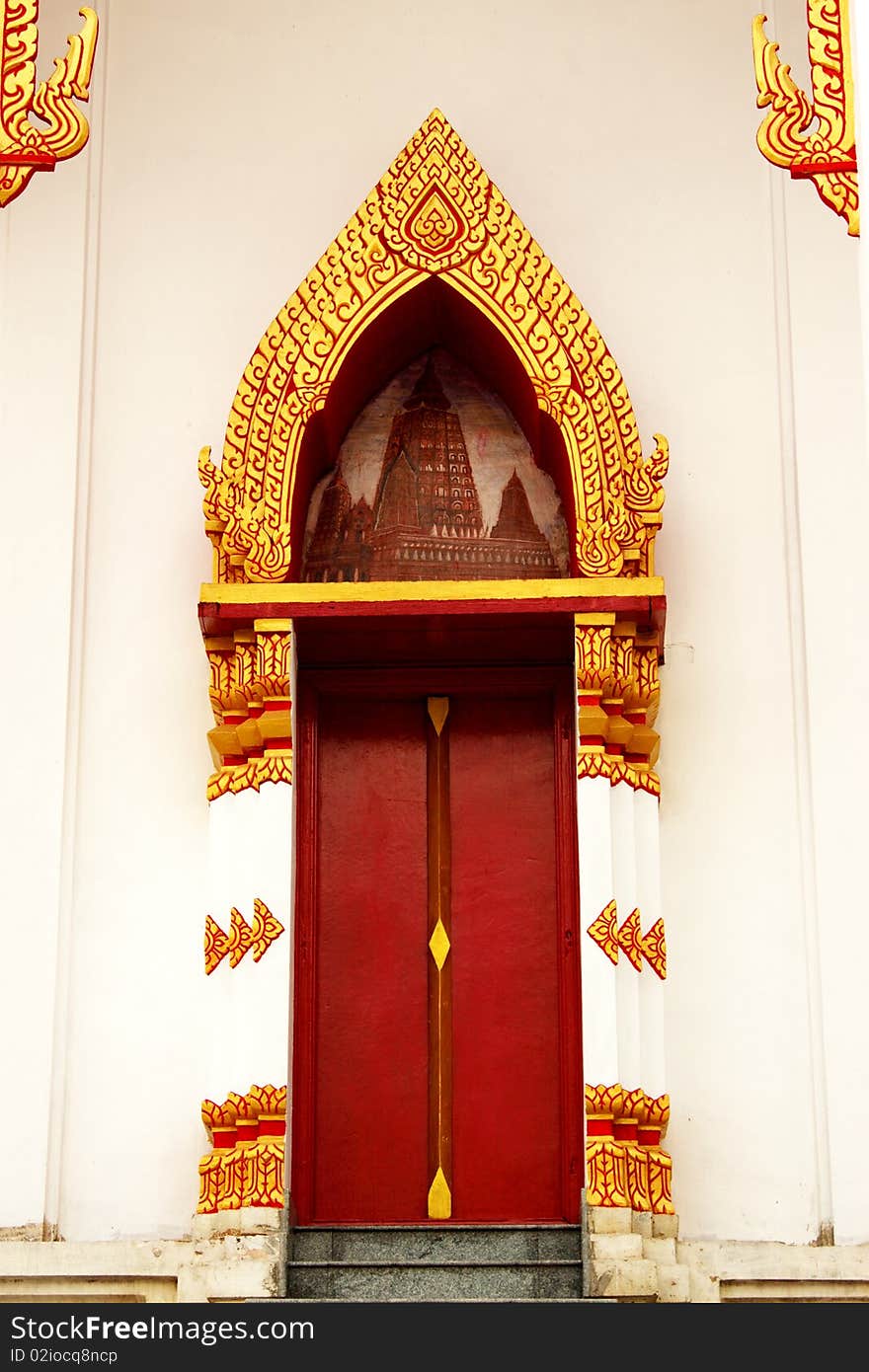 Beautiful wood carved doors in the district Phibunmangsahan. Ubon Ratchathani Province. Beautiful wood carved doors in the district Phibunmangsahan. Ubon Ratchathani Province.