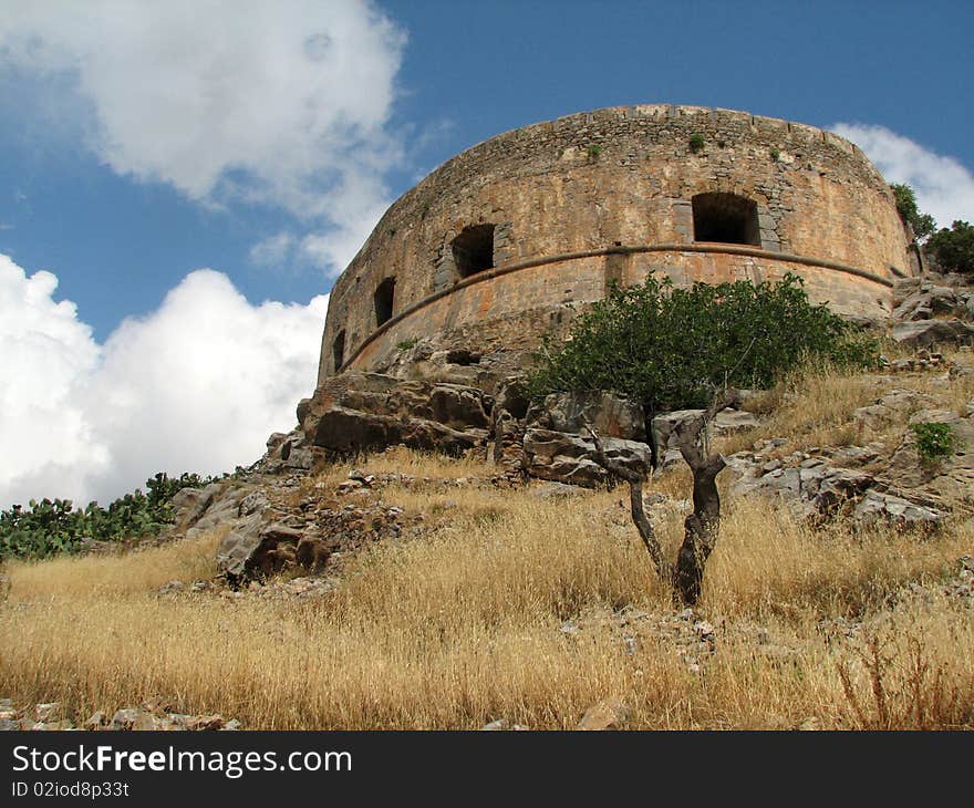 Medieval Defence Tower At Spinalonga Island