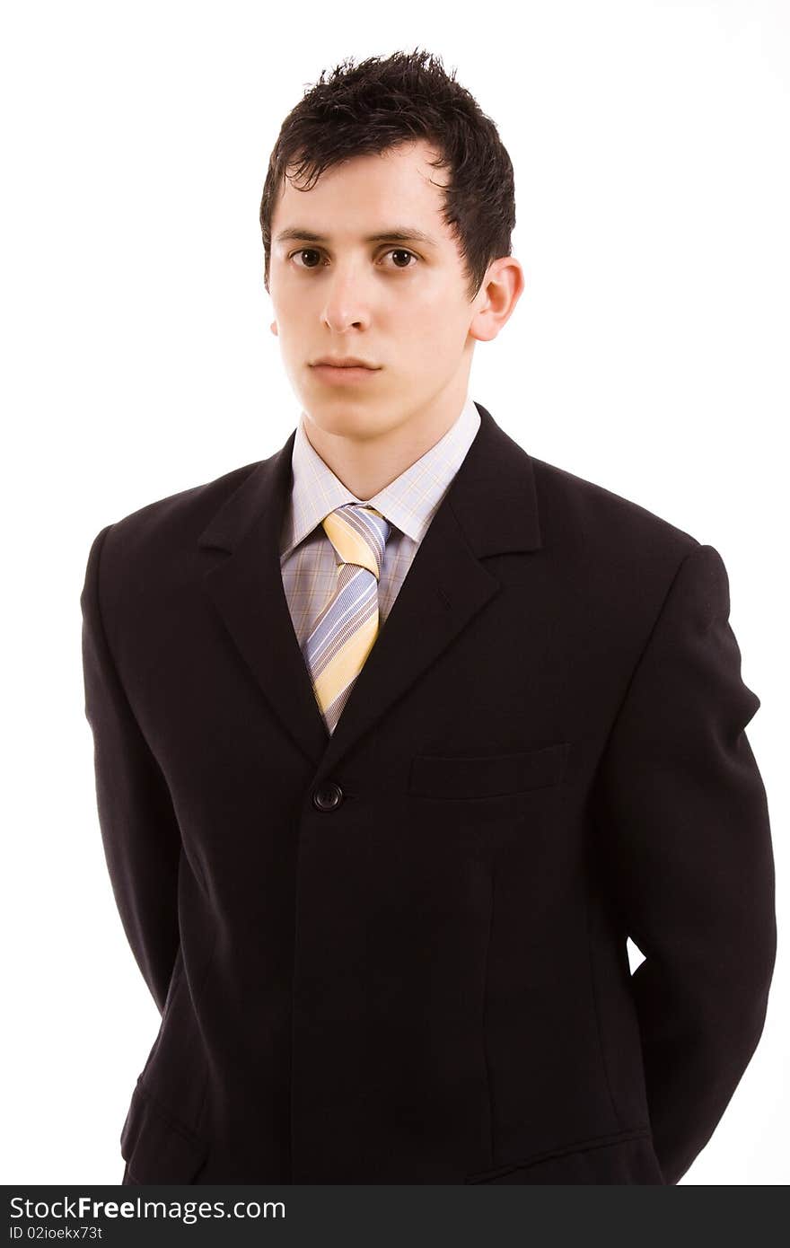 Portrait of young business man, isolated on white