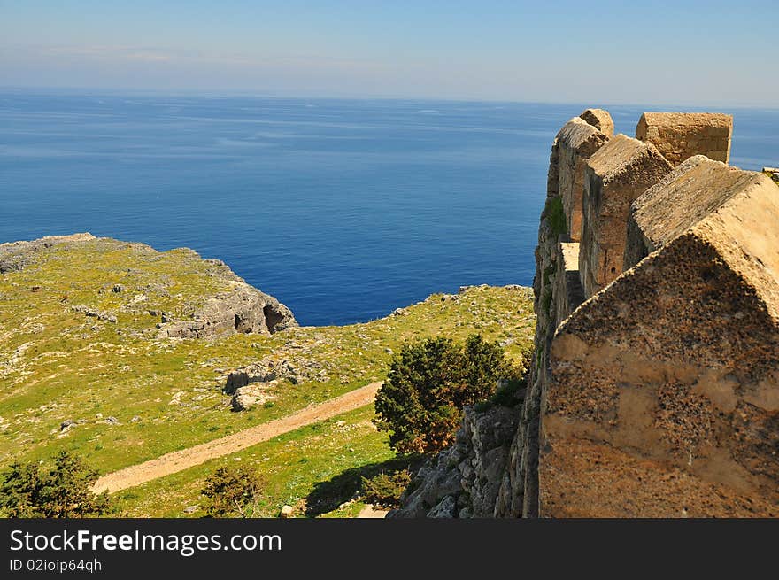 Bay In Lindos. The Island Of Rhodes.