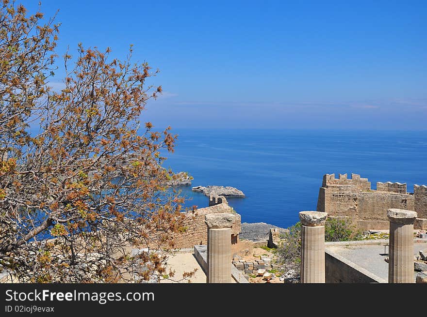 Bay In Lindos. The Island Of Rhodes.