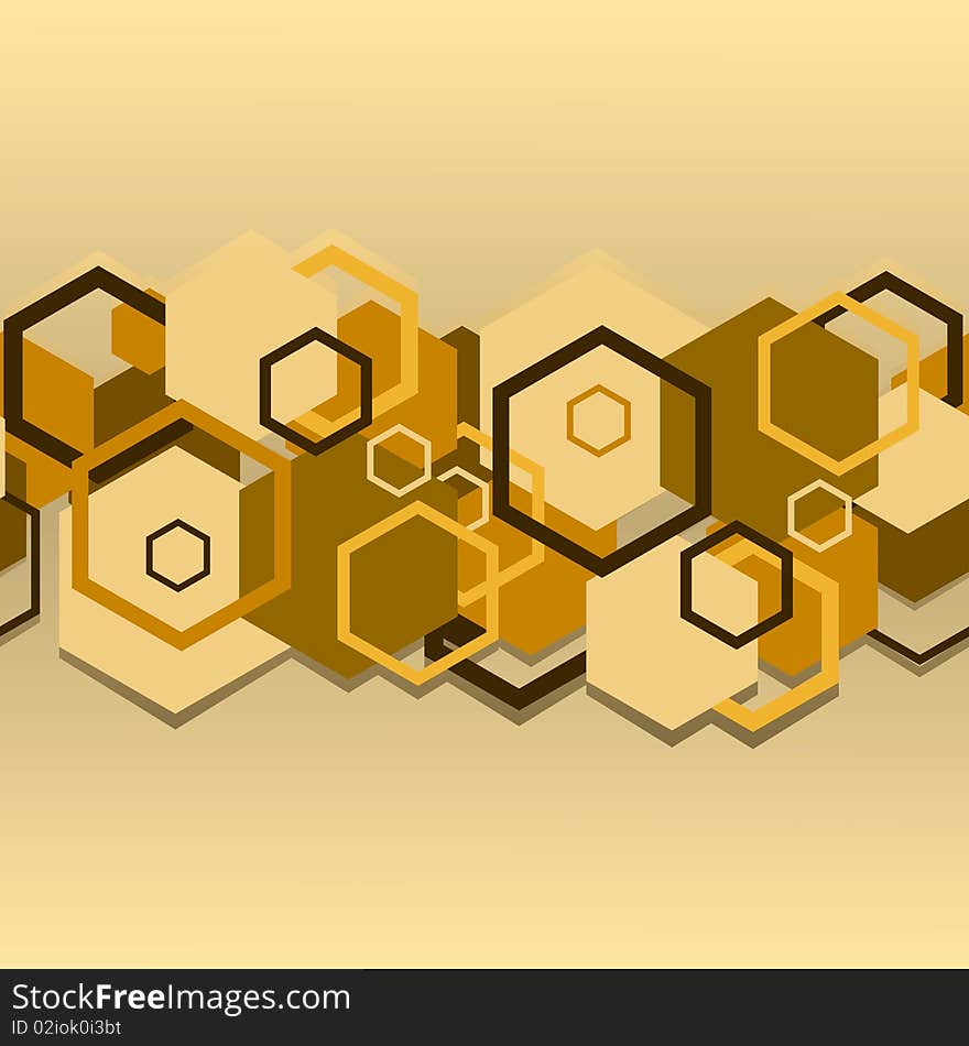 Seamless a background with hexagons in orange colour