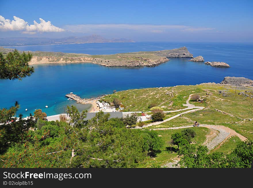 Bay in Lindos. The island of Rhodes.