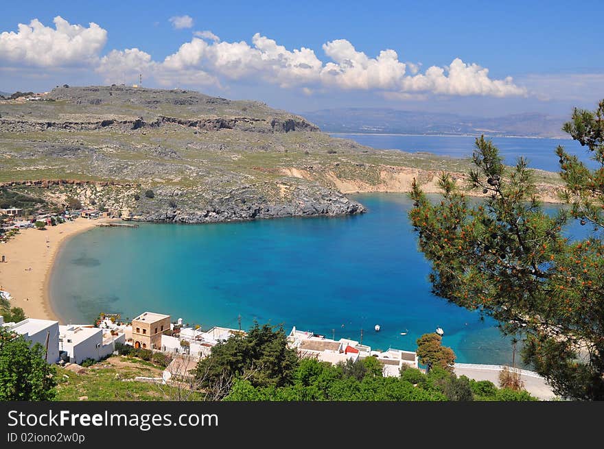 Bay in Lindos. The island of Rhodes.