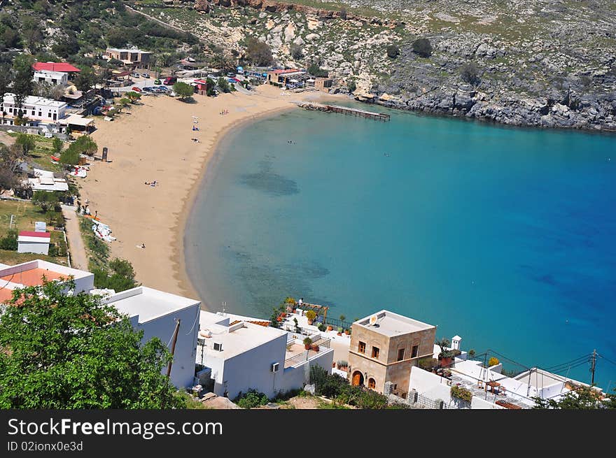 Bay In Lindos. The Island Of Rhodes.