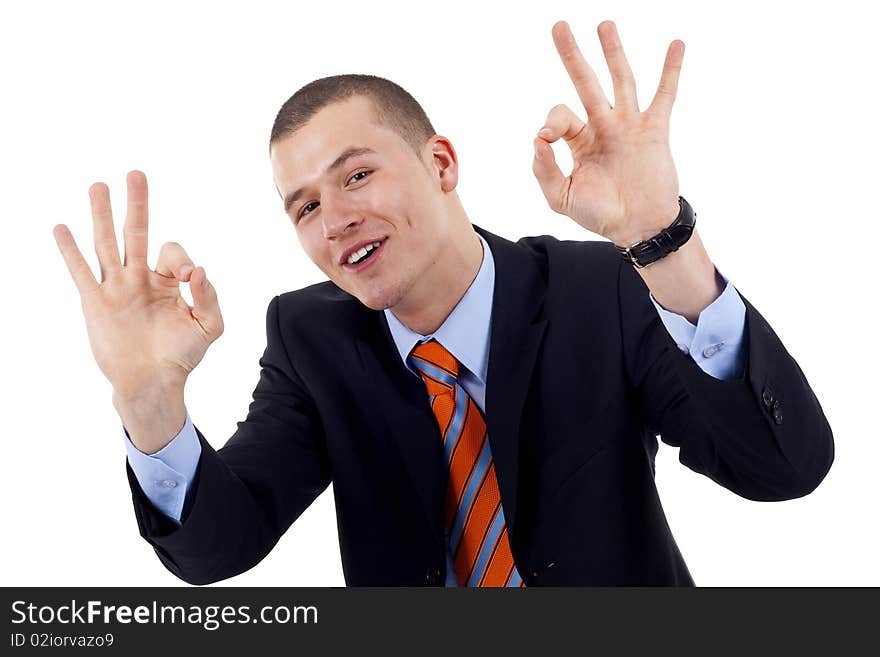 Man giving OK gesture