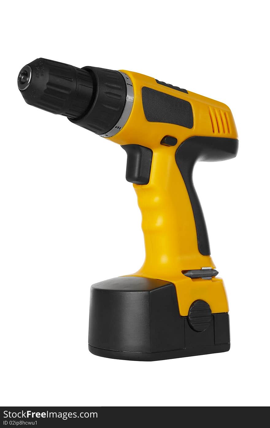 Battery drill on a white background