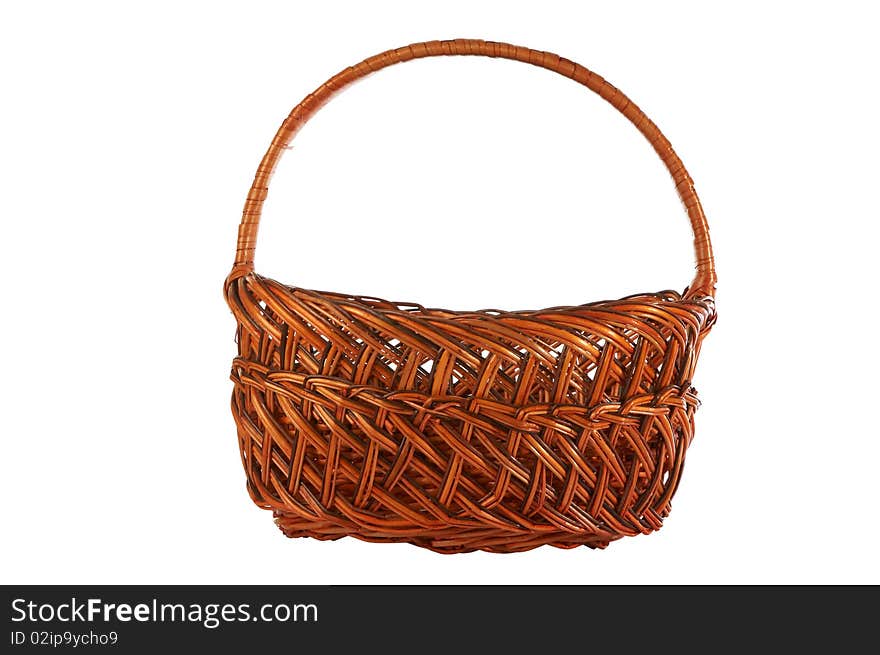 Brown empty basket on a white background. Brown empty basket on a white background