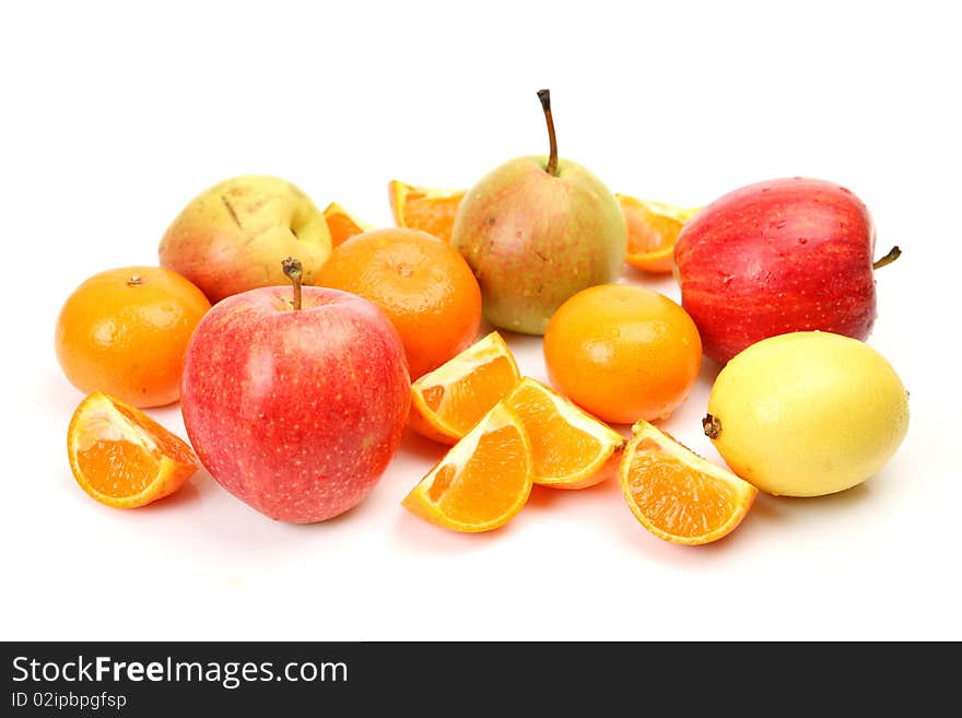 Fresh fruit on a white background