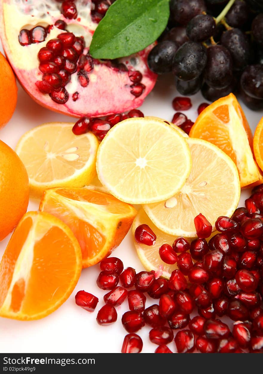 Fresh fruit on a white background