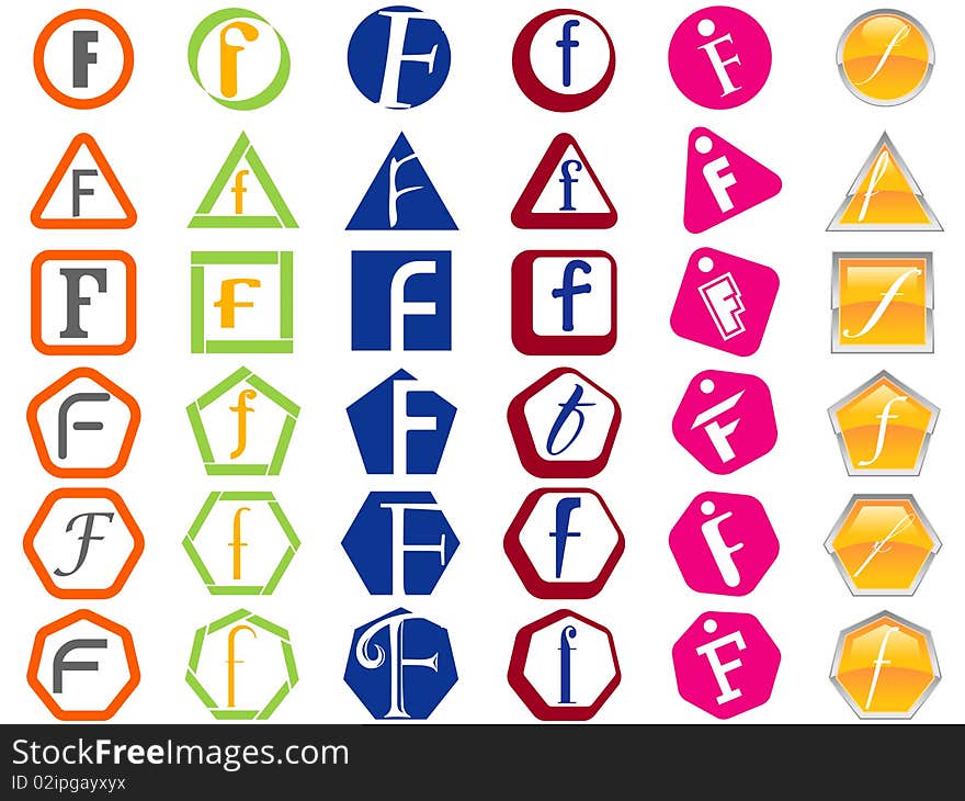 Letter F Icons Badges And Tags