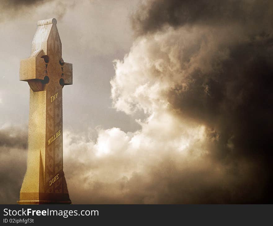 This is a blended shot of a cross against a stormy sky. This is a blended shot of a cross against a stormy sky.