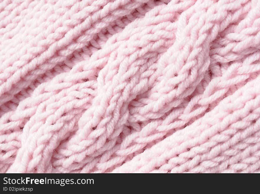 pink knitted pattern. Hand made linen.