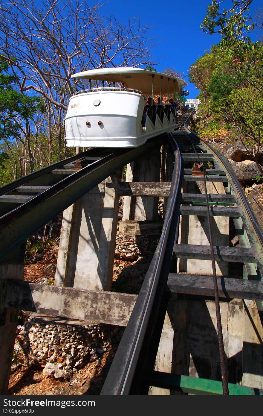 Down hill cable car from palace on the mountain, Petchaburi province, Thailand. Down hill cable car from palace on the mountain, Petchaburi province, Thailand