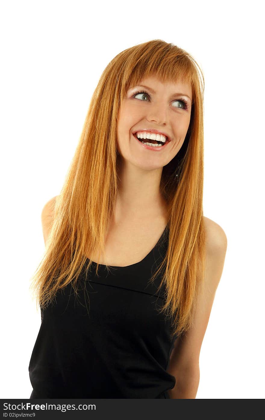 Smiling girl portrait on isolated background