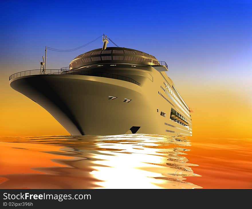 Yacht in the sea at sunset. Yacht in the sea at sunset