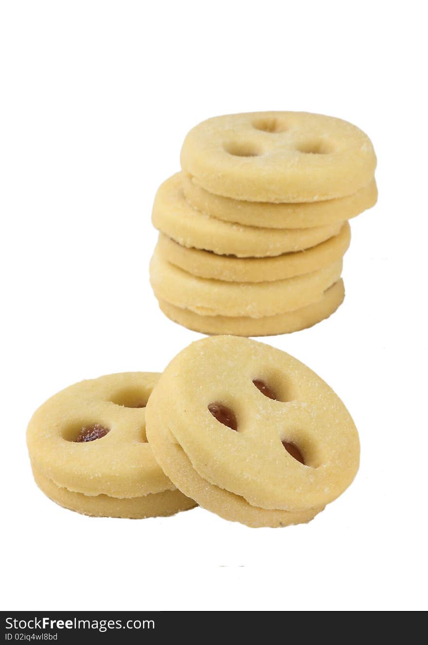 Double cookies with jam, isolated