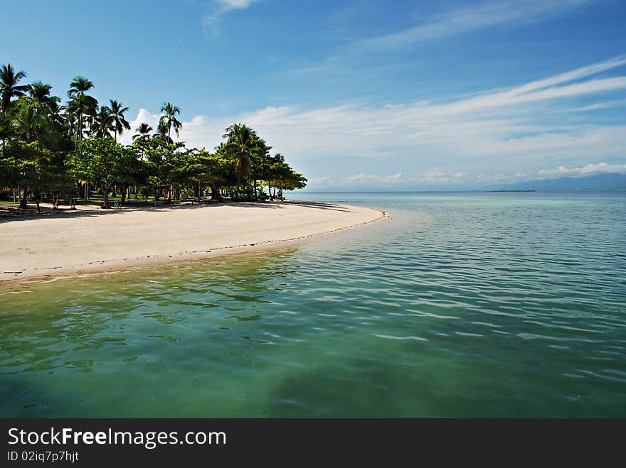 Deserted White Tropical Island Beach