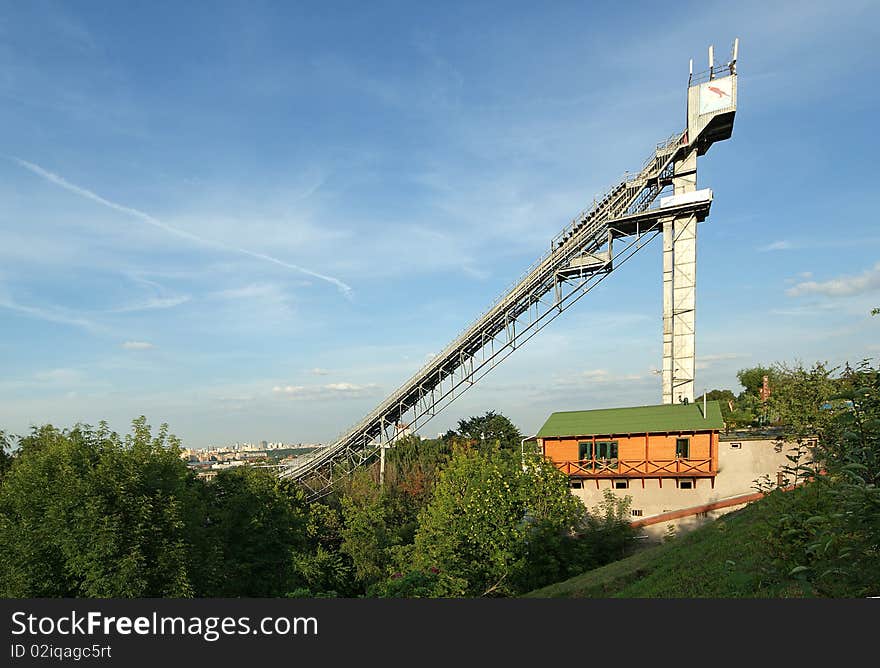 Moscow, Ski Jump On Skis On The Sparrow Hills