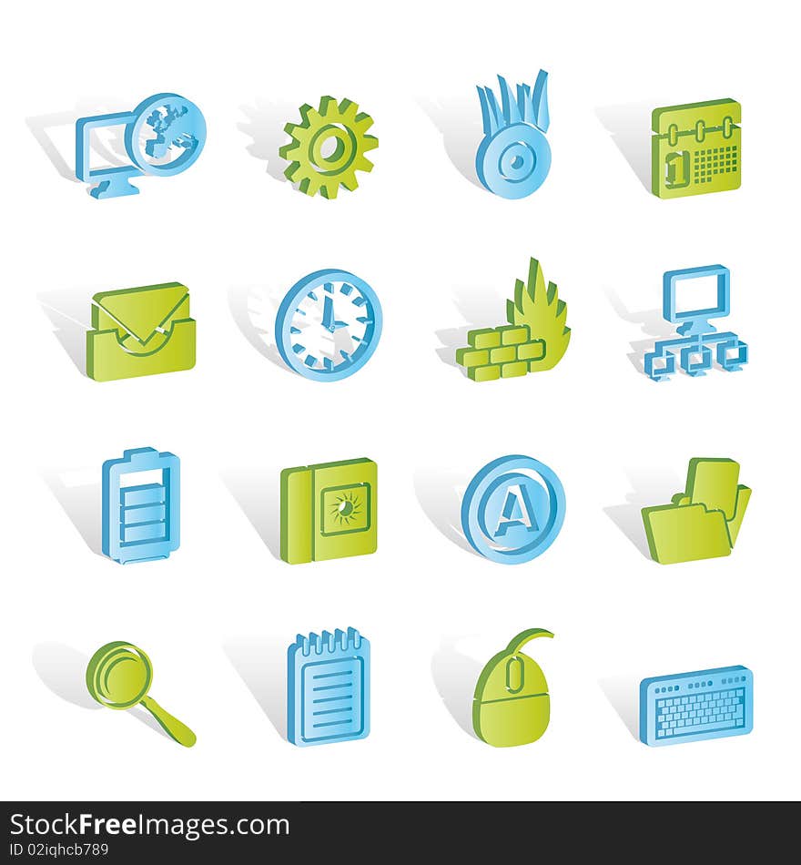 Computer, mobile phone and Internet icons