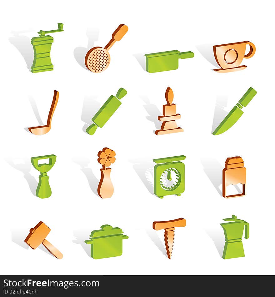 Kitchen And Household Tools Icons