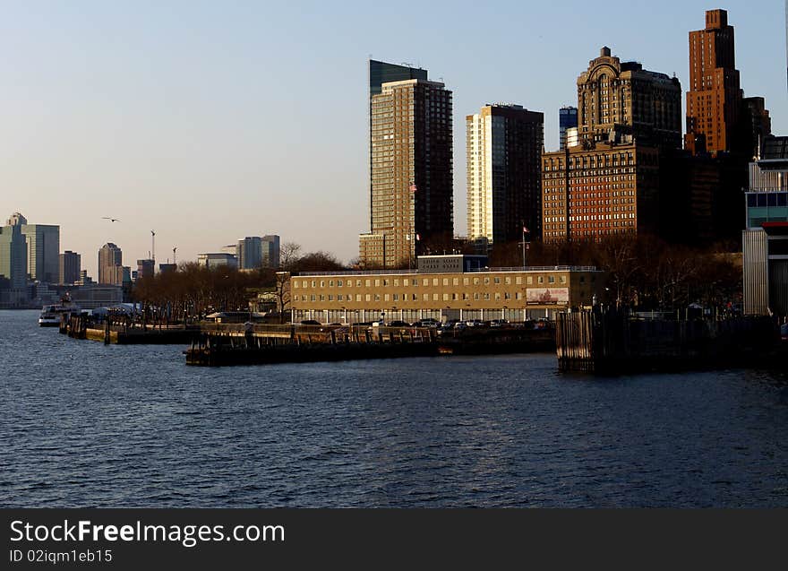 Some historical buildings of Manhattan's Waterfront seen from the Staten Island Ferry. Some historical buildings of Manhattan's Waterfront seen from the Staten Island Ferry